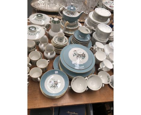 A ROYAL DOULTON TAPESTRY PATTERN PART DINNER SERVICE, TOGETHER WITH A ROYAL DOULTON ROSE ELEGANS PATTERN PART DINNER SERVICE 