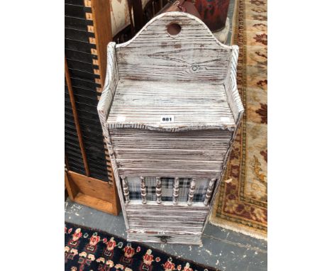 A RUSTIC PAINTED PINE HAMPER IN THE FORM OF A CABINET