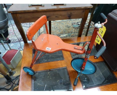 A VINTAGE TIN PLATE TRI ANG TRICYCLE. 