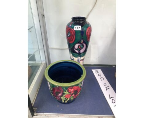 A MOORCROFT VASE AND A PLANTER 