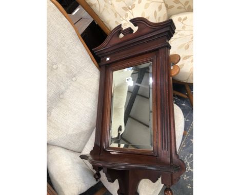 A VICTORIAN WALNUT SHELF MIRROR H. 93cms