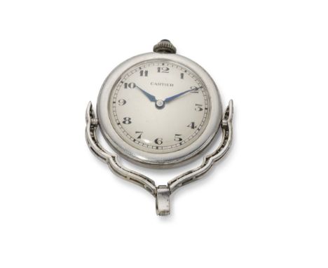 platinum collar watch signed ?Cartier?, monogrammed on the reverse ?MNL?, set with rose-cut diamonds (on the monogram) and br