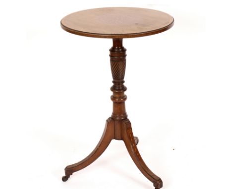 A 19th Century mahogany and inlaid tripod table, the circular top on a tripod base, 47cm wide