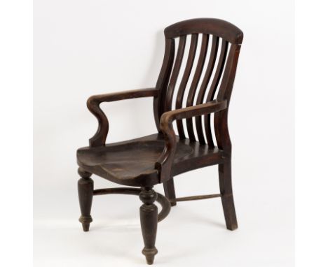 A 19th Century open armchair with stick back and crinoline stretcher