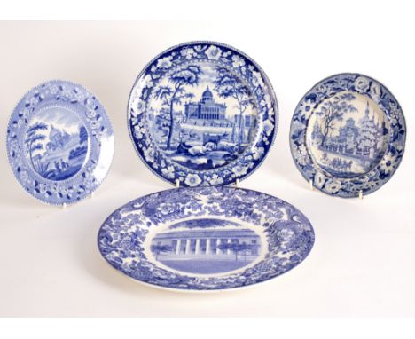 A Spode small plate printed with Italian Church, Waterloo, another small plate printed with Pashkov House, Moscow, a Rogers p