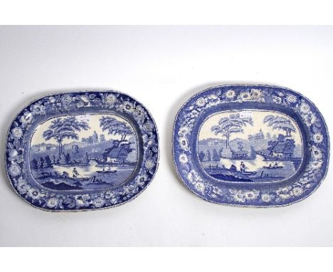 A Hampson & Broadhurst meat plate printed with Wild Rose pattern and another the same, 44cm wide Condition Report: 215 - one 