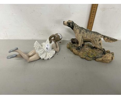 A Nao model of a ballerina together with a Border Fine Arts model of a dog (2)