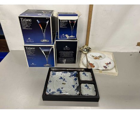 Mixed Lot: Royal Worcester serving dish, various boxed glass wares etc