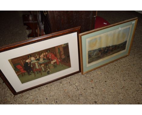 PRINT OF A COACH AND HORSES AND A PRINT OF GENTLEMEN PLAYING CARDS