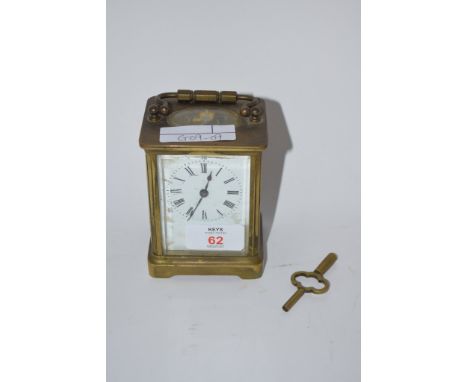 BRASS CARRIAGE CLOCK WITH KEY