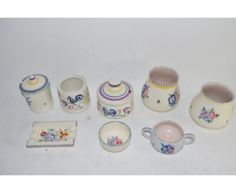 TRAY CONTAINING POOLE ITEMS WITH FLORAL DESIGNS