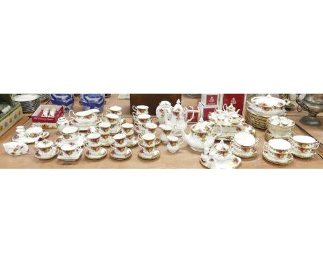 An extensive Royal Albert Old Country Roses pattern table service, comprising dinner wares, tea wares and novelties10½" plate