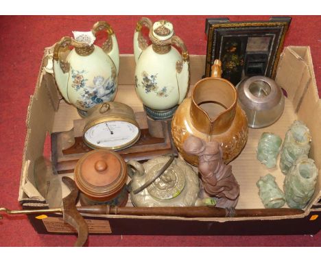 A collection of ceramics to include a salt glazed stoneware hunting pattern jug, tobacco jar and cover, and a Royal Doulton f