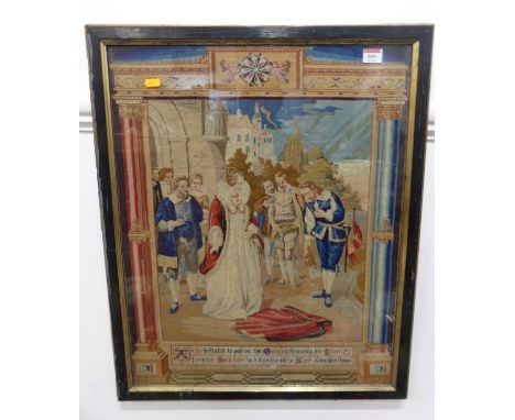 A large 19th century continental woolwork tapestry, height 68cm