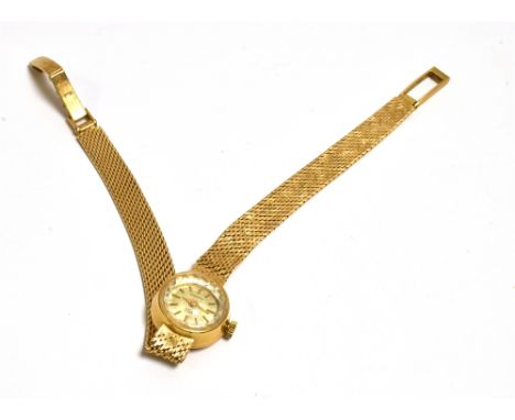 18CT GOLD LADIES ROTARY COCKTAIL WATCH 16.0mm round case, stamped 18K, champagne dial, gold batons and hands, 21 Jewels, Inca