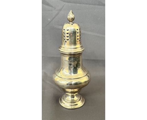 EDWARDIAN SILVER SUGAR CASTER Standing approx 19.0cm tall, hallmarked Sheffield 1901, makers mark Jenkins &amp; Timm.  Weight