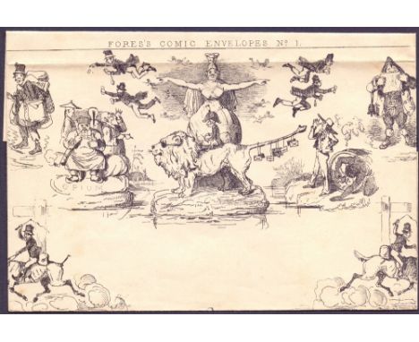 POSTAL HISTORY : 1840 Fore's No1 caricature envelope, reasonable condition, minor foxing, being sold on behalf of OXFAM. Scar