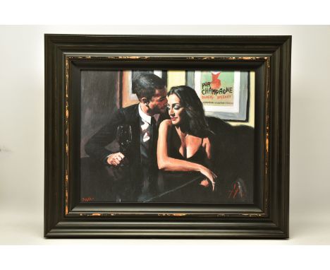 FABIAN PEREZ (ARGENTINA 1967) 'PROPOSAL AT HOTEL DU VIN' male and female figures in a bar, signed limited edition print, 74/9