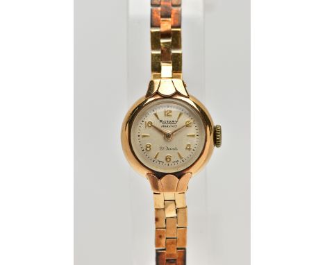A LADIES 9CT GOLD 'ROTARY' WRISTWATCH, manual wind, round gold dial signed 'Rotary maximus, 21 jewels', Arabic numerals and b
