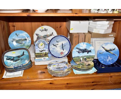 A GROUP OF ROYAL DOULTON AND COALPORT COLLECTOR'S PLATES TOGETHER WITH TWO PRINTS OF SPITFIRES, comprising a J.W Mitchell 198