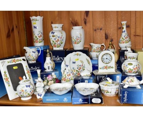 A COLLECTION OF BOXED AND LOOSE AYNSLEY GIFTWARE, MOSTLY COTTAGE GARDEN PATTERN, including a rectangular 'Happy Anniversary' 