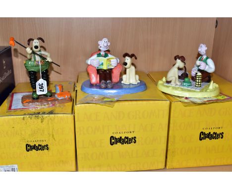 THREE BOXED COALPORT CHARACTERS WALLACE &amp; GROMIT FIGURES, comprising a limited edition 'The Wrong Trousers - Decorating i