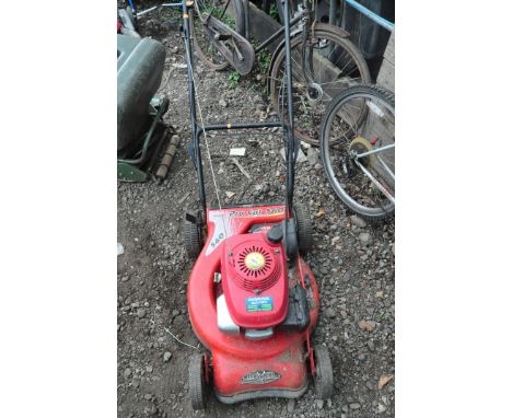 A ROVER POWER CUT 560 SELF PROPELLED PETROL LAWN MOWER with a Honda GCV160 5.5hp engine (engine pulls and starts, drive worki