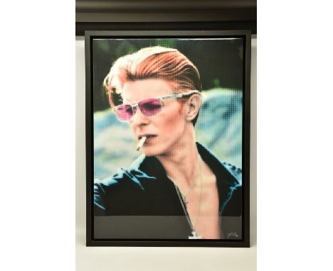 NICK HOLDSWORTH (BRITISH CONTEMPORARY) 'THIN WHITE DUKE', a signed limited edition print on canvas depicting a pixelated port