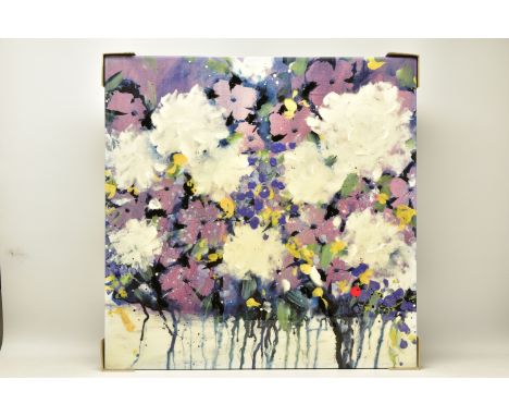 DANIELLE O'CONNOR AKIYAMA (CANADIAN 1957) 'POSTERITY III' a signed limited edition box canvas print of blossoms, 81/195, with