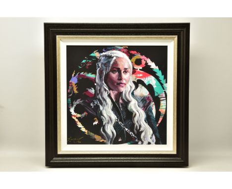 ZINSKY (CONTEMPORARY) 'MOTHER OF DRAGONS' a portrait of Emilia Clarke as her Game of Thrones character, signed limited editio