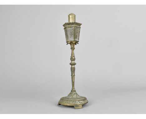 A Novelty Desktop Lighter in the Form of an Ornate Street Lamp on Circular Base, 24cms High 