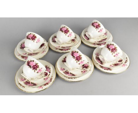 A Colclough Queen Anne Rose Pattern Tea Set to Comprise Six Cups, Saucers and Side Plates 