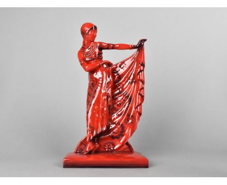 A Ceramic Sculpture by Peggy Davies, Ruby Fusion, Persian Dancer, 26cm high 