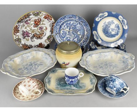 A Collection of Various 19th and 20th Century English Transfer Printed Ceramics to Comprise Royal Worcester Willow Pattern Cu