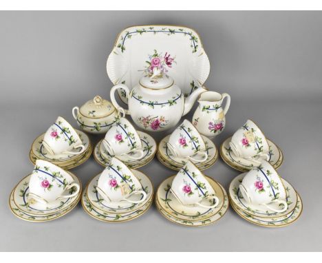 A Royal Worcester Sheridan Tea Set to Comprise Eight Cups, Eight Saucers, Eight Side Plates, Cake Plate, Tea Pot, Milk Jug an