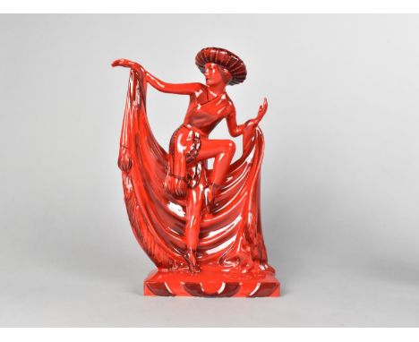 A Ceramic Sculpture by Peggy Davies, Ruby Fusion Modelled by Andy Moss, Dancer, 25cm high 