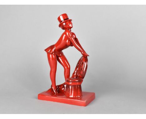 A Ceramic Sculpture by Peggy Davies, Ruby Fusion, Burlesque Dancer, 24cm high 