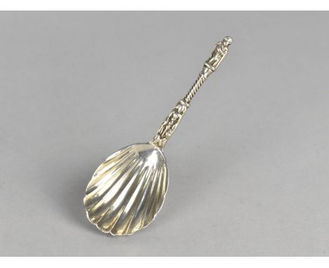 A Victorian Silver Caddy Spoon of Shell Form with Figural Finial, London Hallmark 