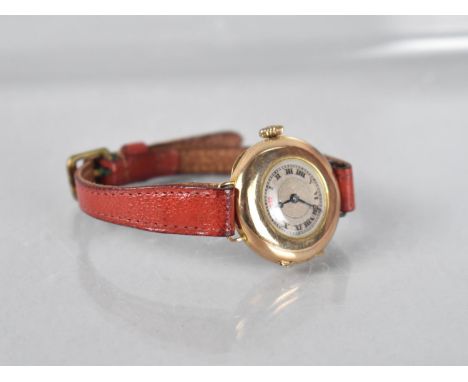An Early 20th Century Rose Gold Wrist Watch, Textured Silvered Dial with Roman Numerals and Minute Chapter Ring, 12 o'Clock i