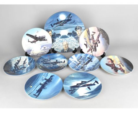 A Set of Eight Royal Worcester Series Plates, Wilfred Hardy's The Dambuster Together with a Larger Example 