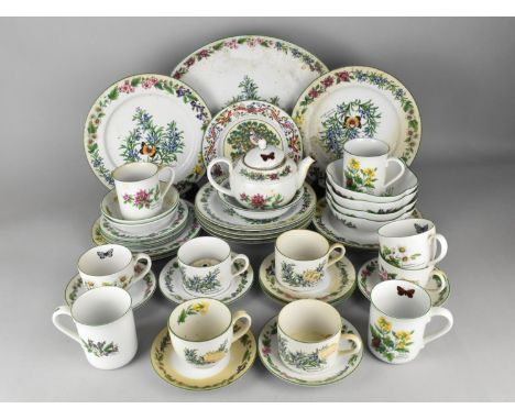 A Collection of Royal Worcester 'Worcester Herbs' China to Comprise Platter, Plates, Teawares, Bowls etc (Some Condition Issu
