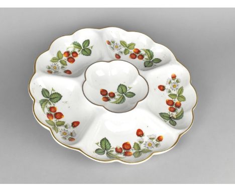 A Royal Worcester Strawberry Pattern Sectional Circular Dish, 34cms Diameter 