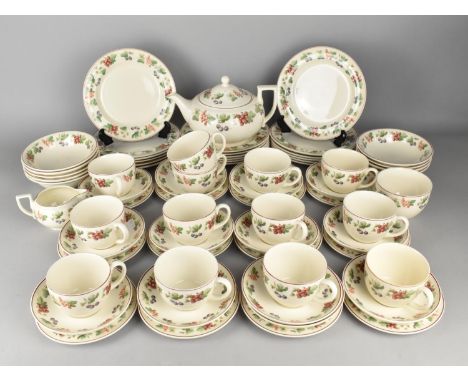 A Large Wedgwood Queen's Ware Provence Tea Set to Comprise Cups, Saucers, Side Plates, Small Plates, Bowls and a Teapot 