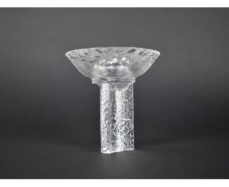 An Orrefors Candle Holder to Commemorate the 1984 Olympic in the United States, 12cms High 