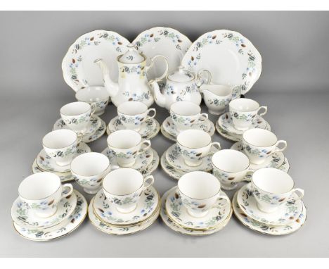 A Large Colclough Linden Tea Set to Comprise Fourteen Cups, Thirteen Plus One Saucers, Twelve Side Plates, Three Cake Plates,