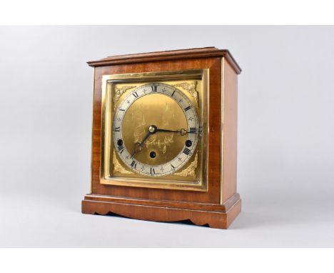 A Mid 20th Century Elliott Westminster Chime Mantel Clock, Working Order, with Instruction Leaflet and Key, 21cms Wide and 24