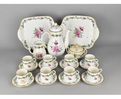 A Royal Worcester Sheridan Coffee Set to Comprise Eight Coffee Cans, Eight Saucers, Two Cake Plates, Coffee Pot, Milk Jug and