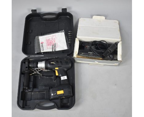 A Direct Power Rechargeable Electric Drill with Drill Bits together with a Black and Decker Variable Speed Sander 