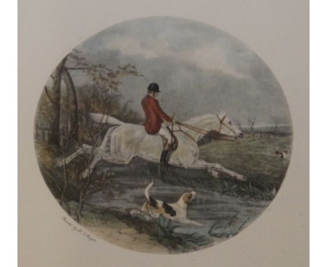 A set of four hunting prints after Shayer, with five other coaching and hunting prints, two other prints and a mirror (Qty)