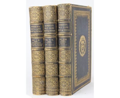 ROBERTS (D), THE HOLY LAND, SYRIA, EGYPT, ARABIA AND NUBIA, first edition, three vols, 250 lithographic plates and maps, full